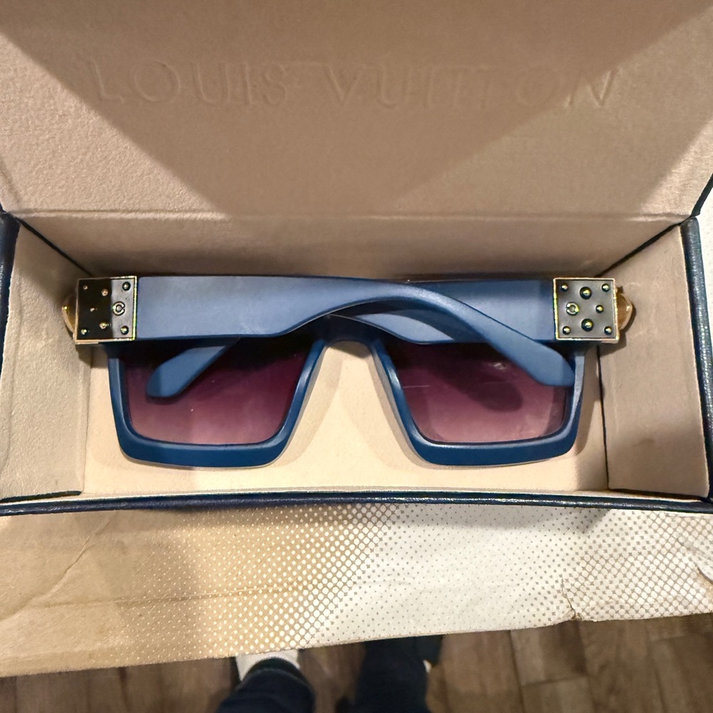 Louis Vuitton Blue Frame Sunglasses with Purple Lenses